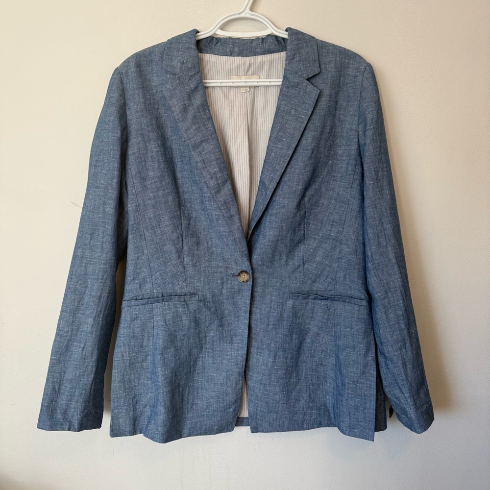 LOFT Textured Chambray Modern Blazer Ladies size 6 Linen Blend Career Office